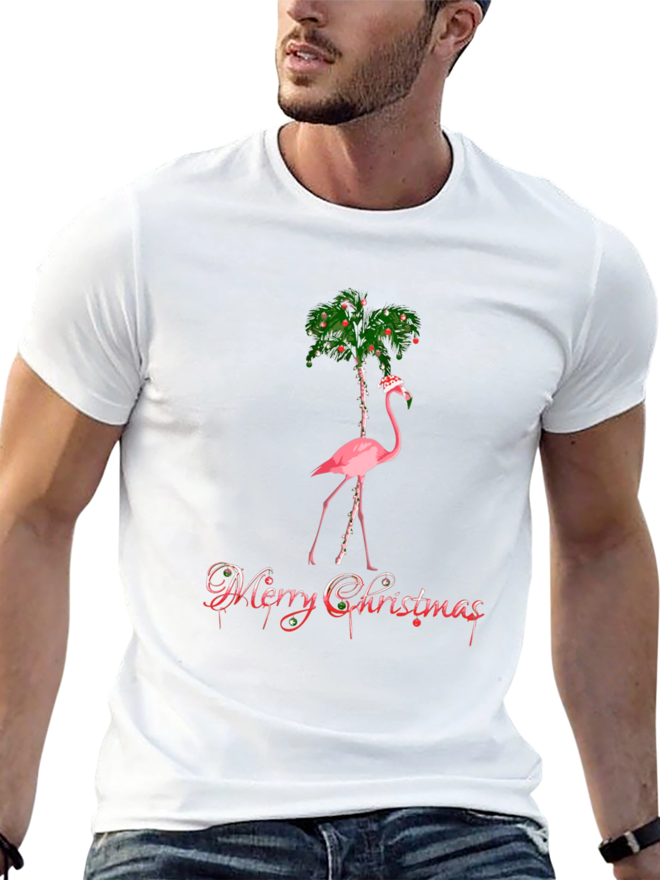 Festive Flamingo Christmas T-Shirt