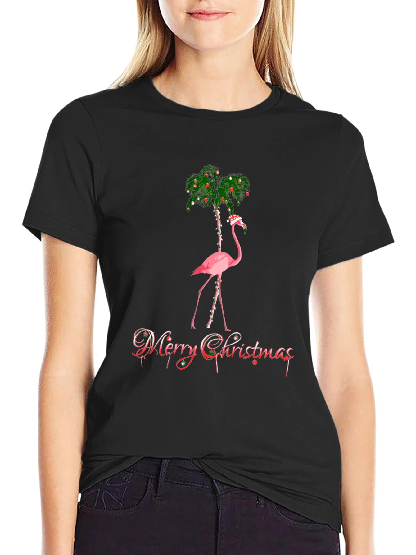 Festive Flamingo Christmas T-Shirt