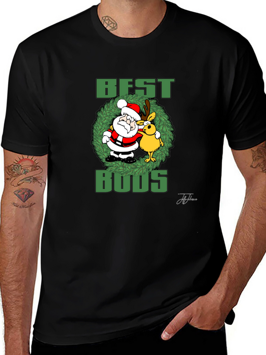 Best Buds Santa & Rudolph Graphic T-Shirt