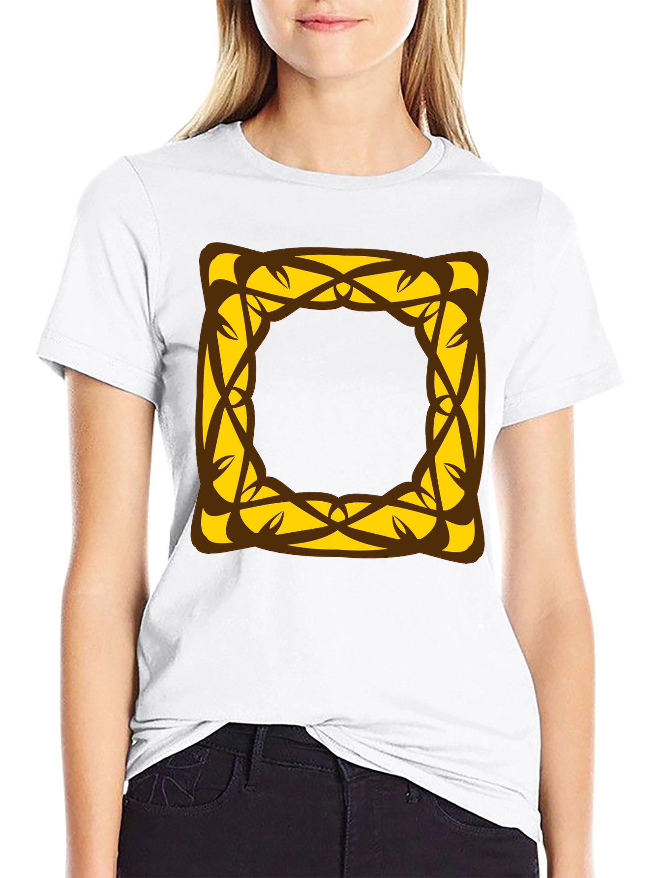 Stylish Black T-Shirt with Geometric Square Design