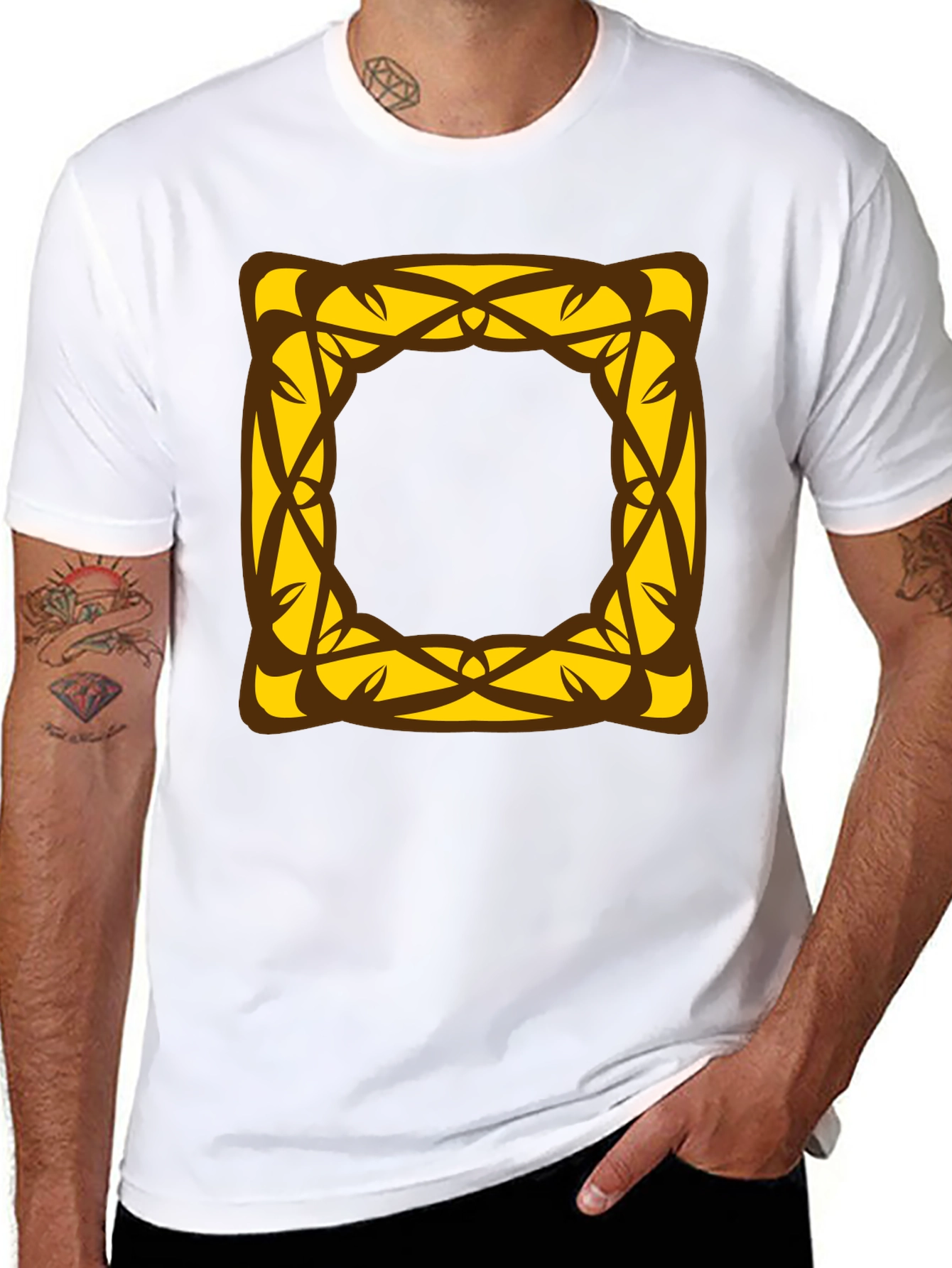 Stylish Black T-Shirt with Geometric Square Design