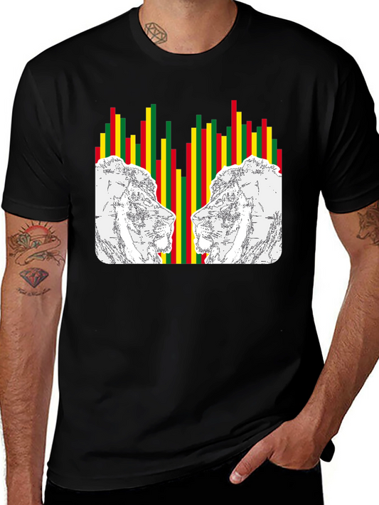 Rasta Lion Graphic T-Shirt - Black