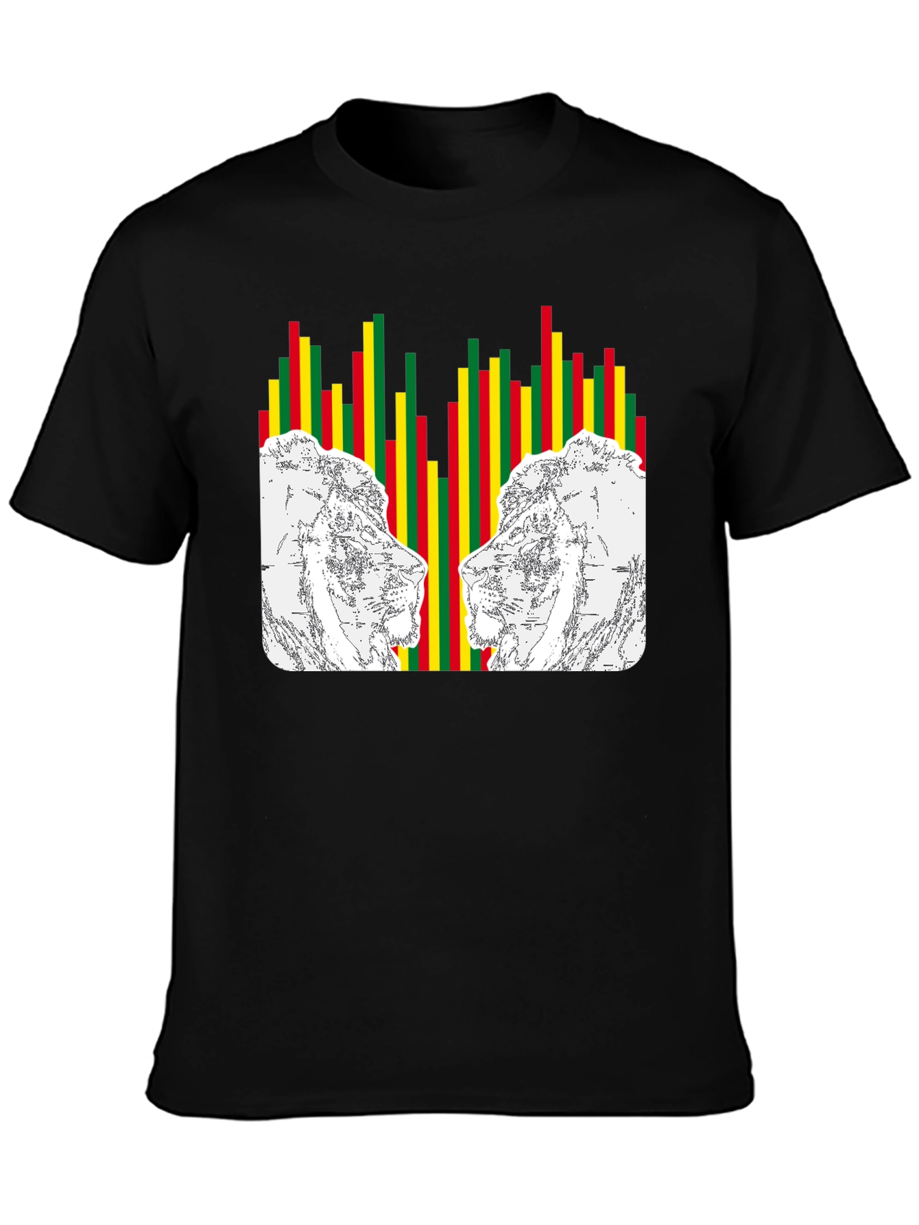 Rasta Lion Graphic T-Shirt - Black