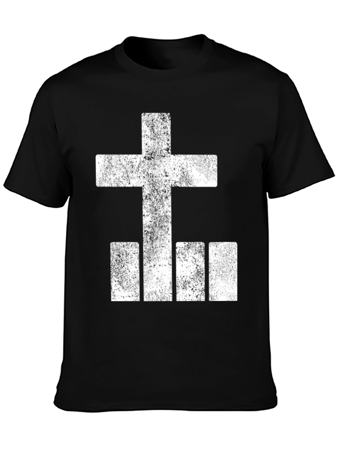 Grunge Cross & Bars Graphic Tee - Black