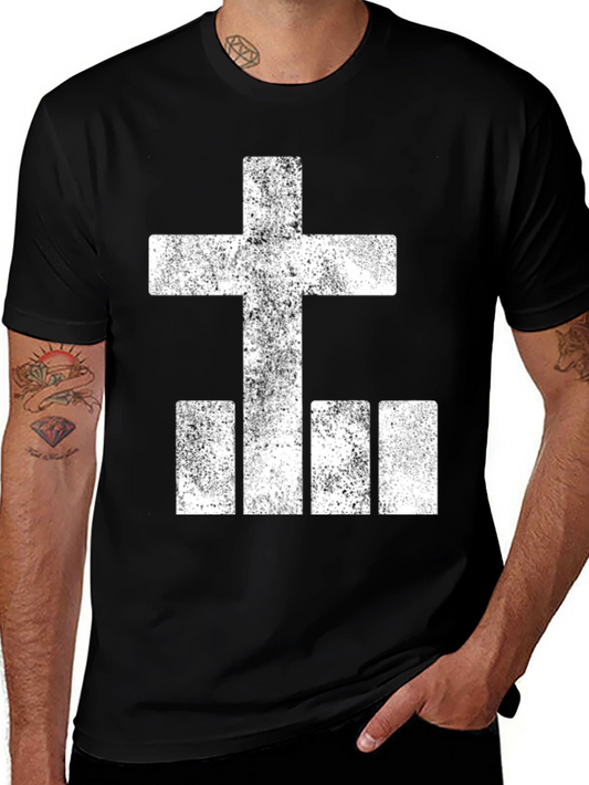 Grunge Cross & Bars Graphic Tee - Black