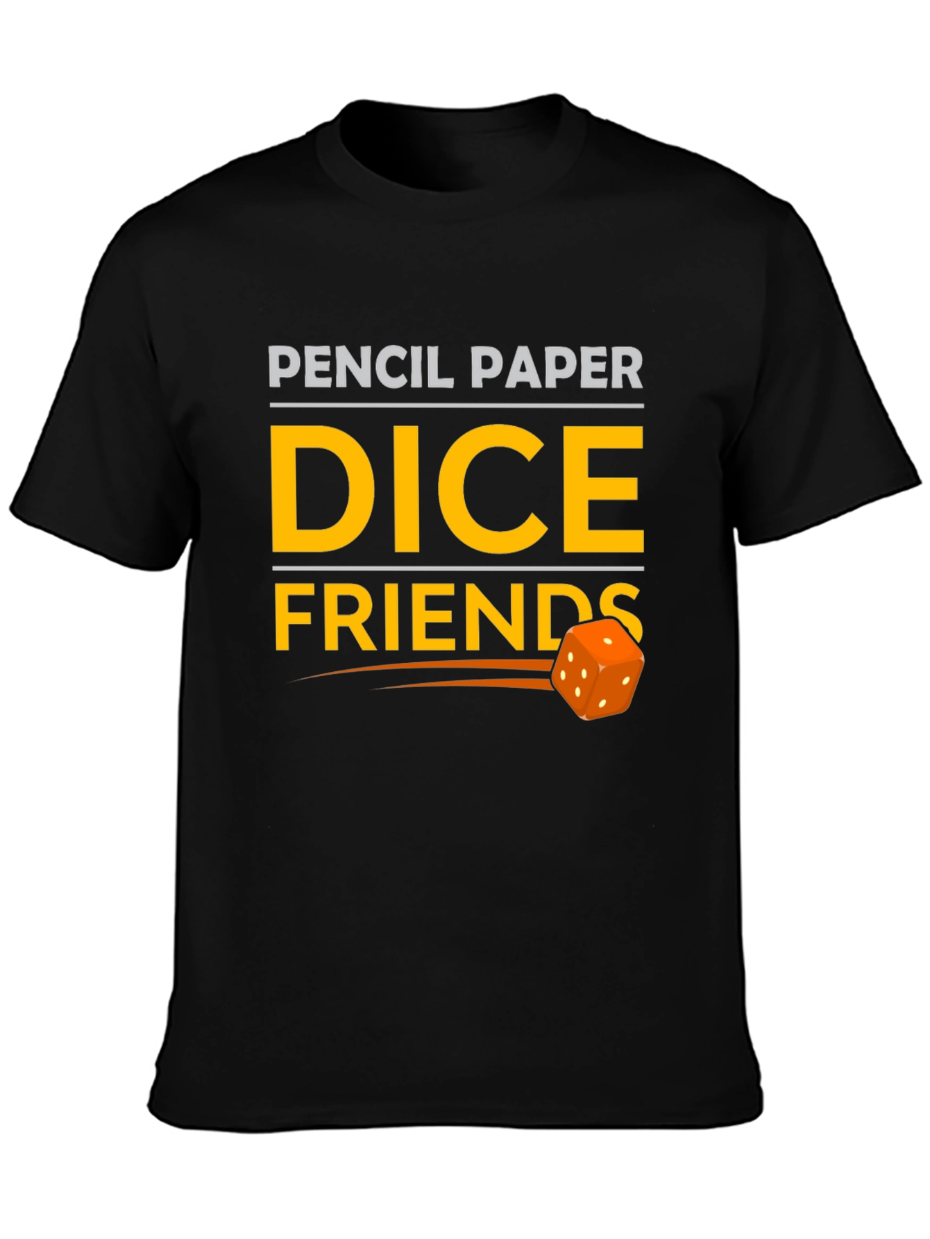 Pencil Paper Dice Friends Black T-Shirt