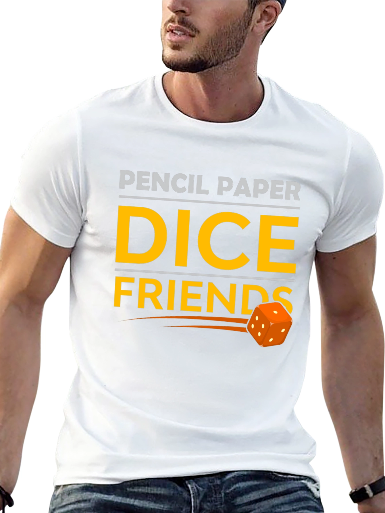 Pencil Paper Dice Friends Black T-Shirt