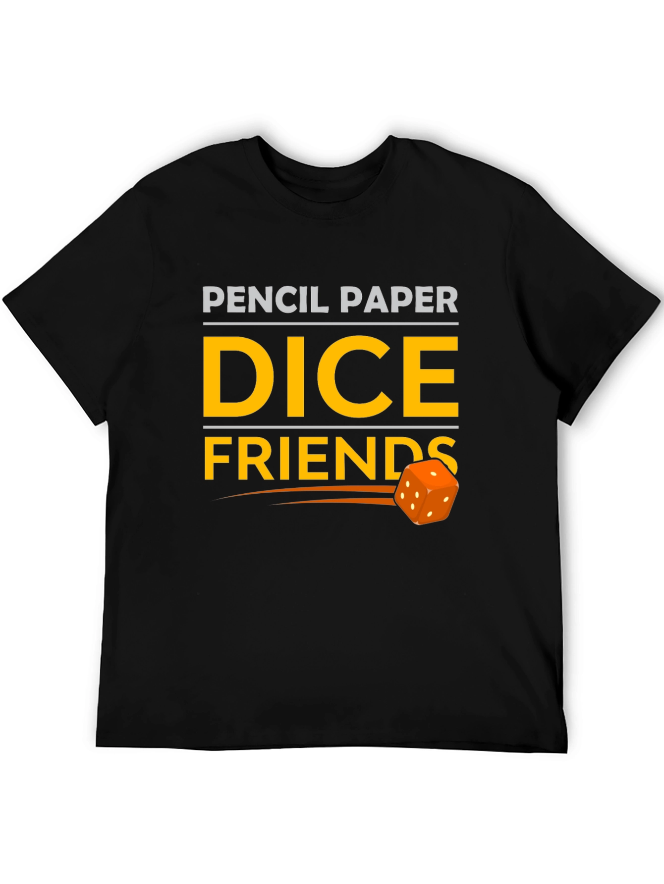 Pencil Paper Dice Friends Black T-Shirt