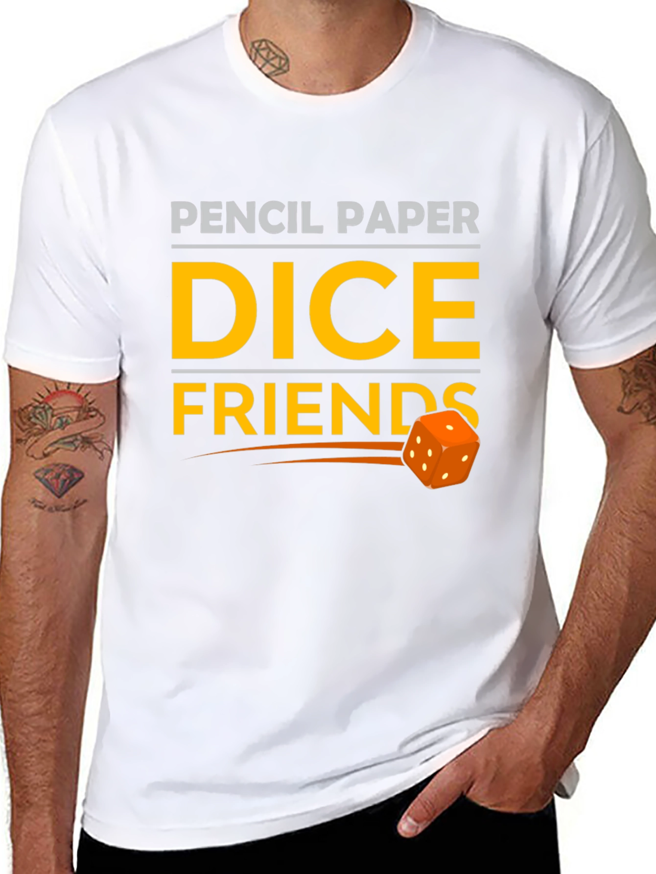 Pencil Paper Dice Friends Black T-Shirt