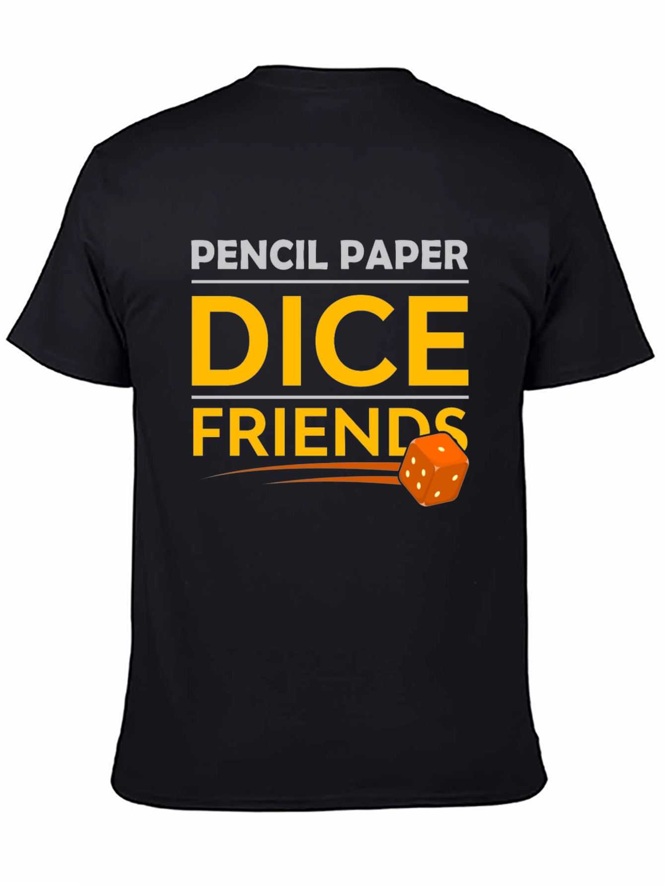 Pencil Paper Dice Friends Black T-Shirt