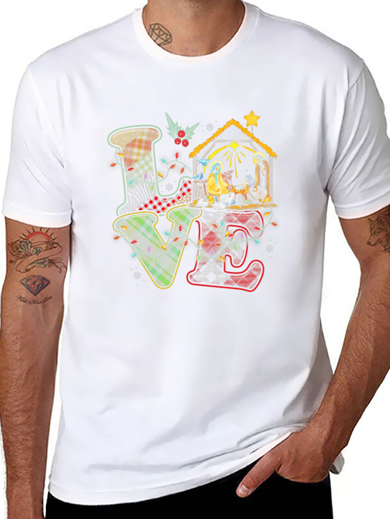 Plaid LOVE Nativity Scene T-Shirt