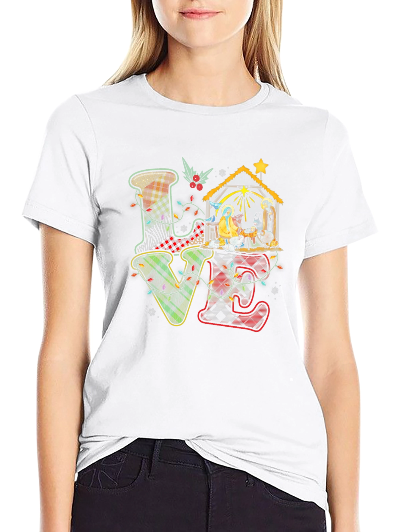 Plaid LOVE Nativity Scene T-Shirt