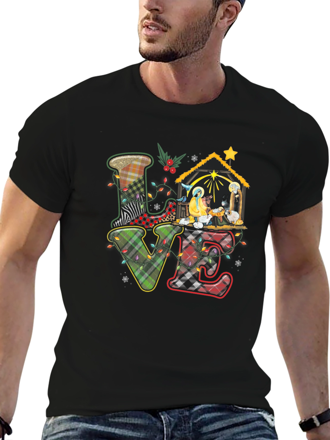 Plaid LOVE Nativity Scene T-Shirt
