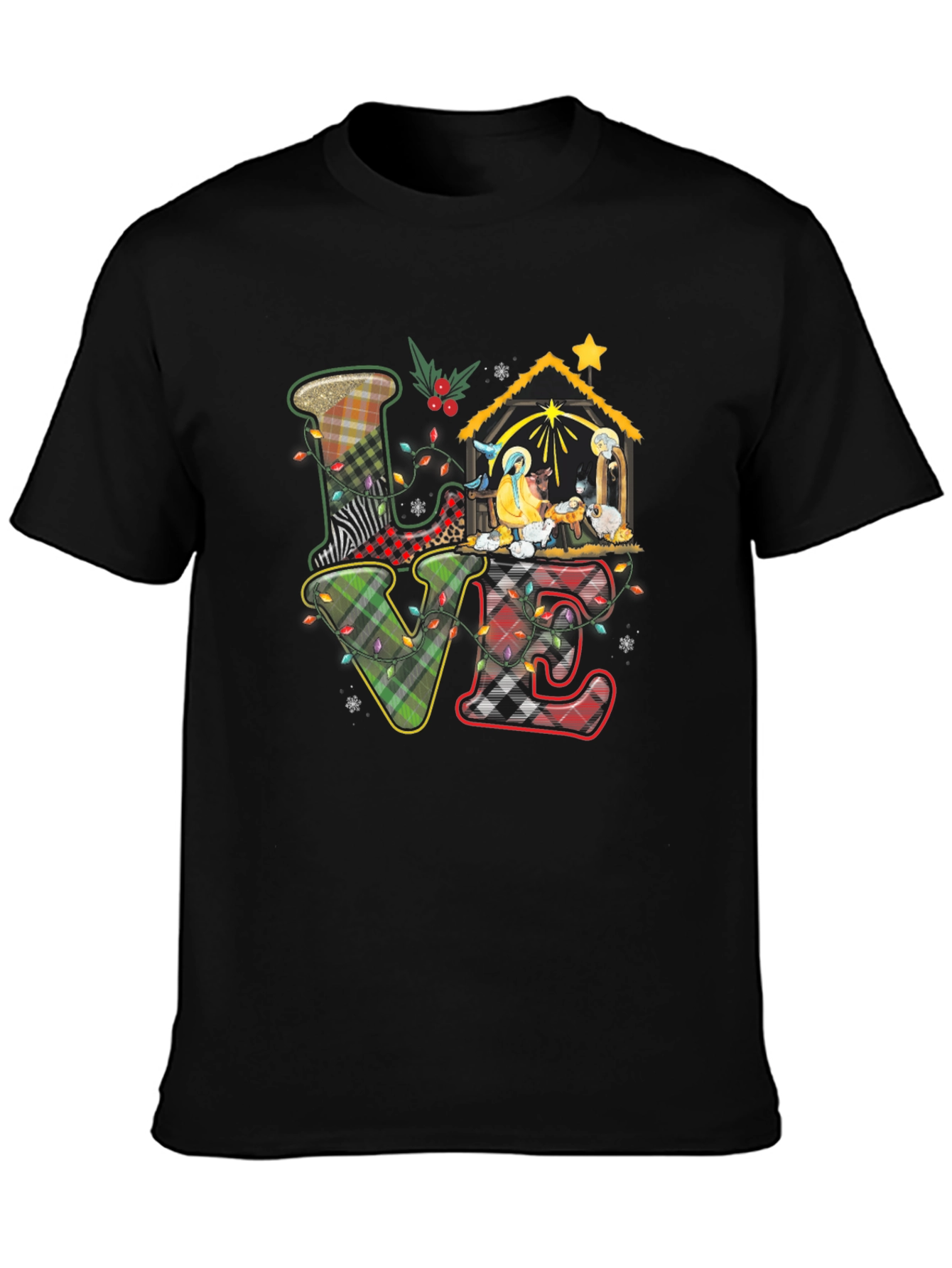 Plaid LOVE Nativity Scene T-Shirt