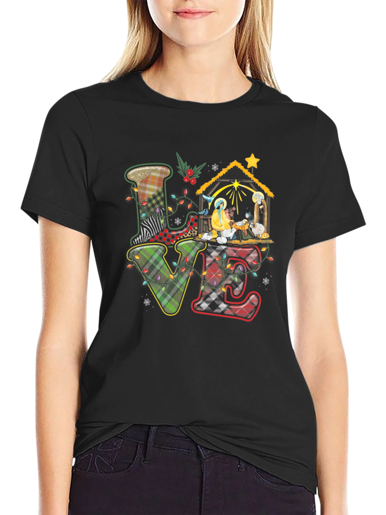 Plaid LOVE Nativity Scene T-Shirt