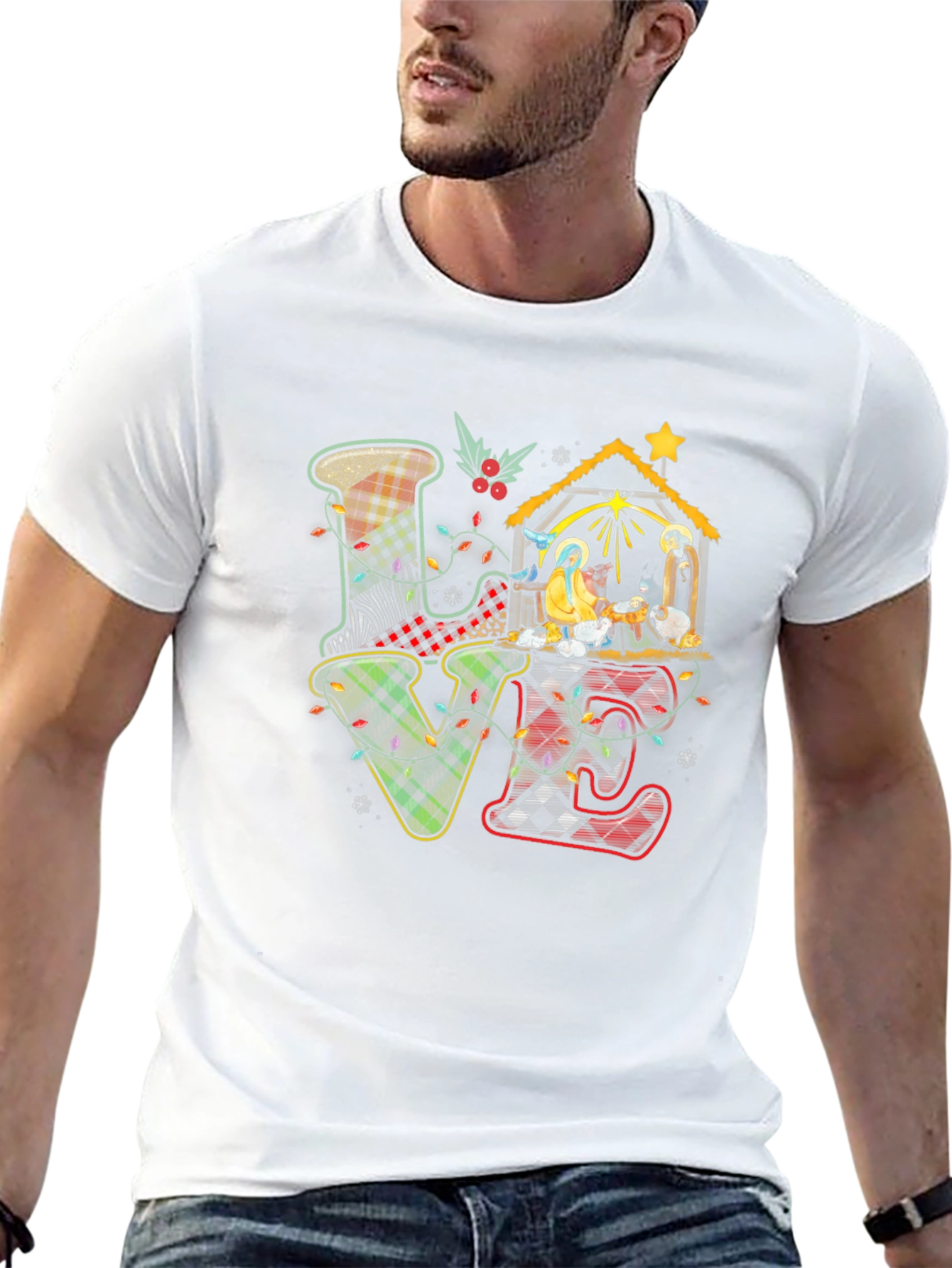 Plaid LOVE Nativity Scene T-Shirt