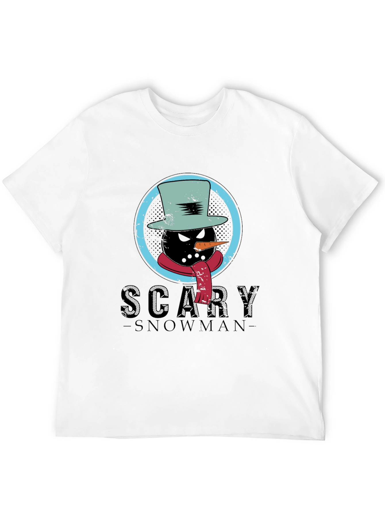 Scary Snowman Graphic Tee - Creepy Winter Design