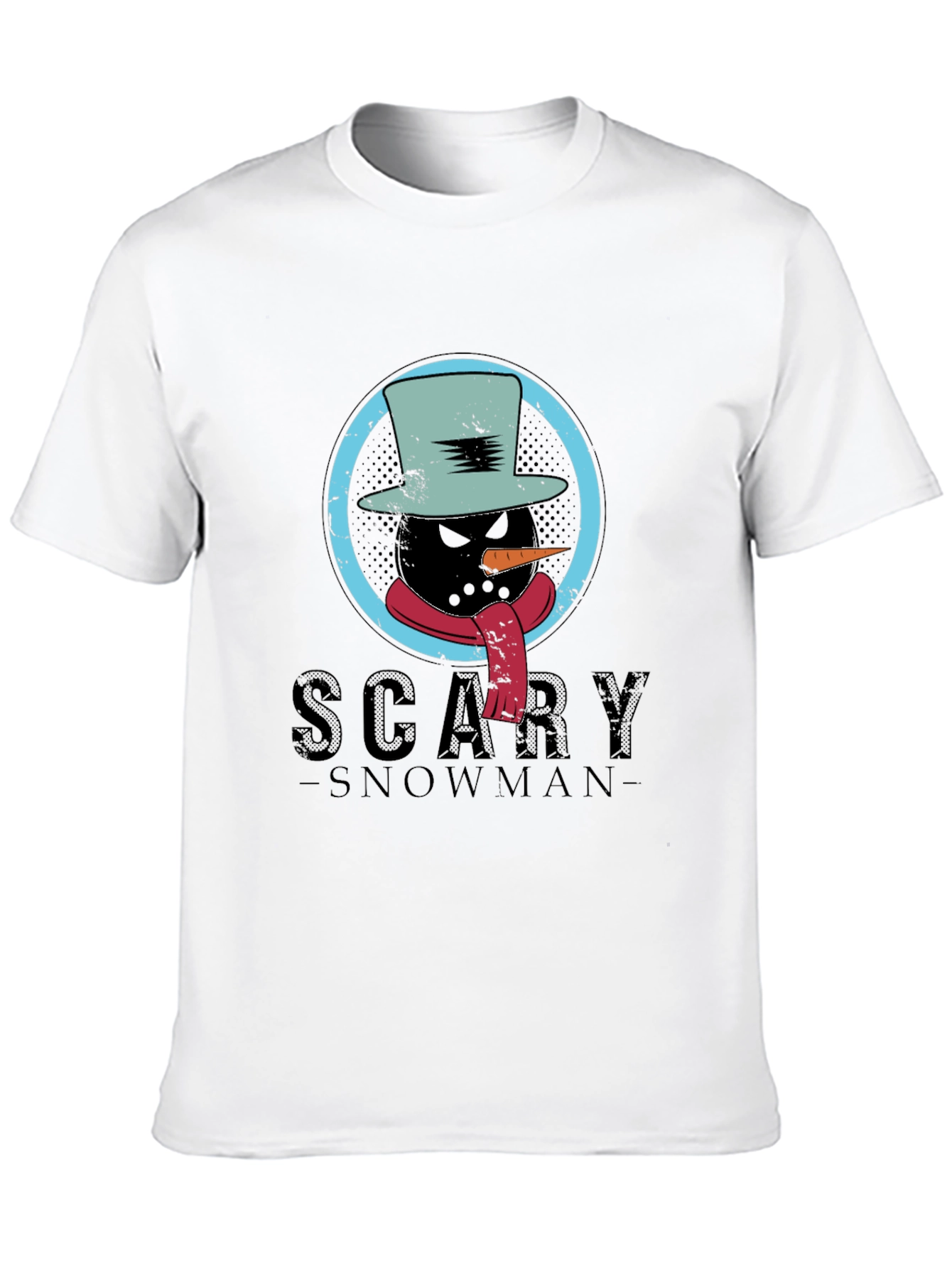 Scary Snowman Graphic Tee - Creepy Winter Design