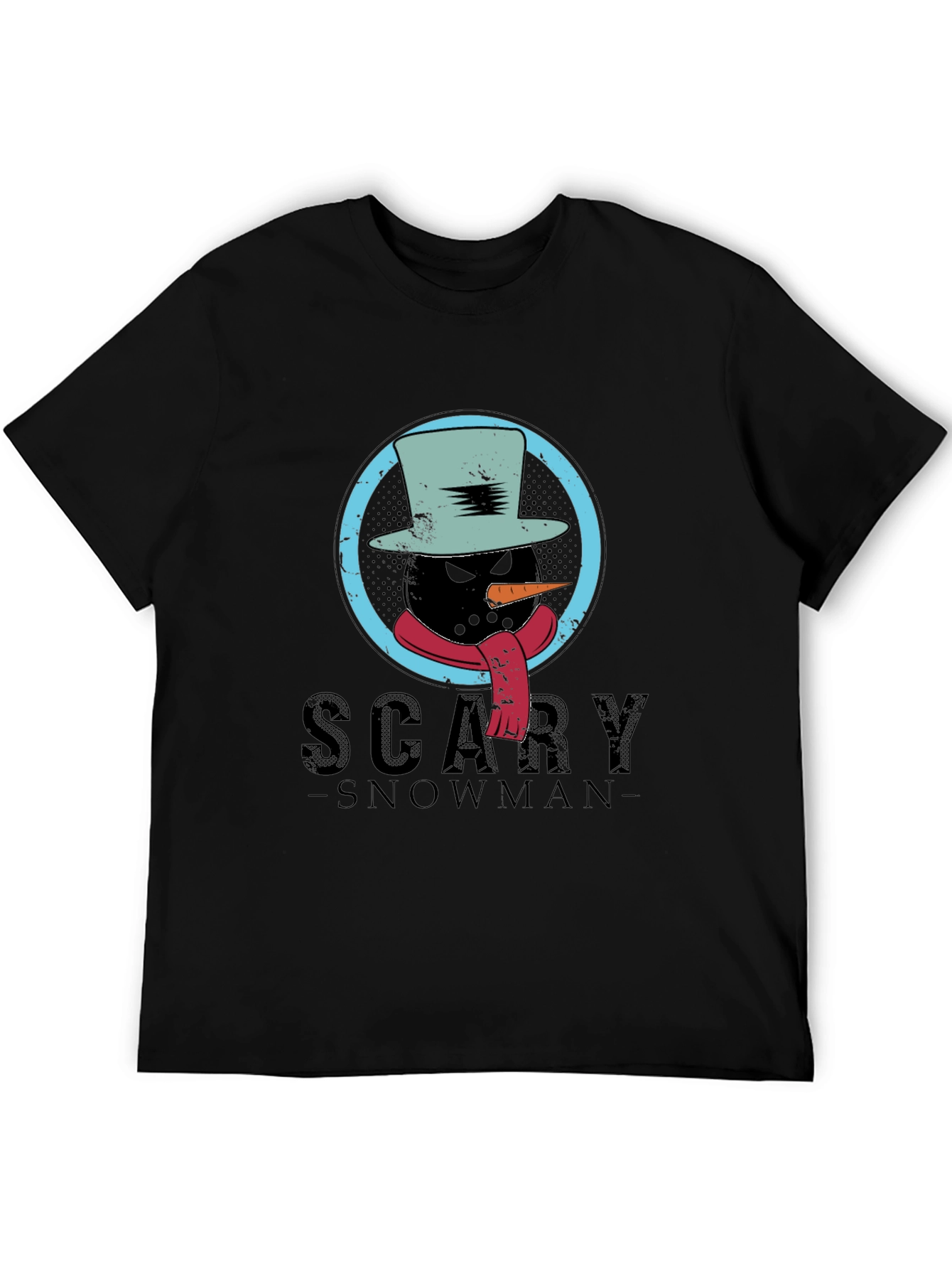 Scary Snowman Graphic Tee - Creepy Winter Design