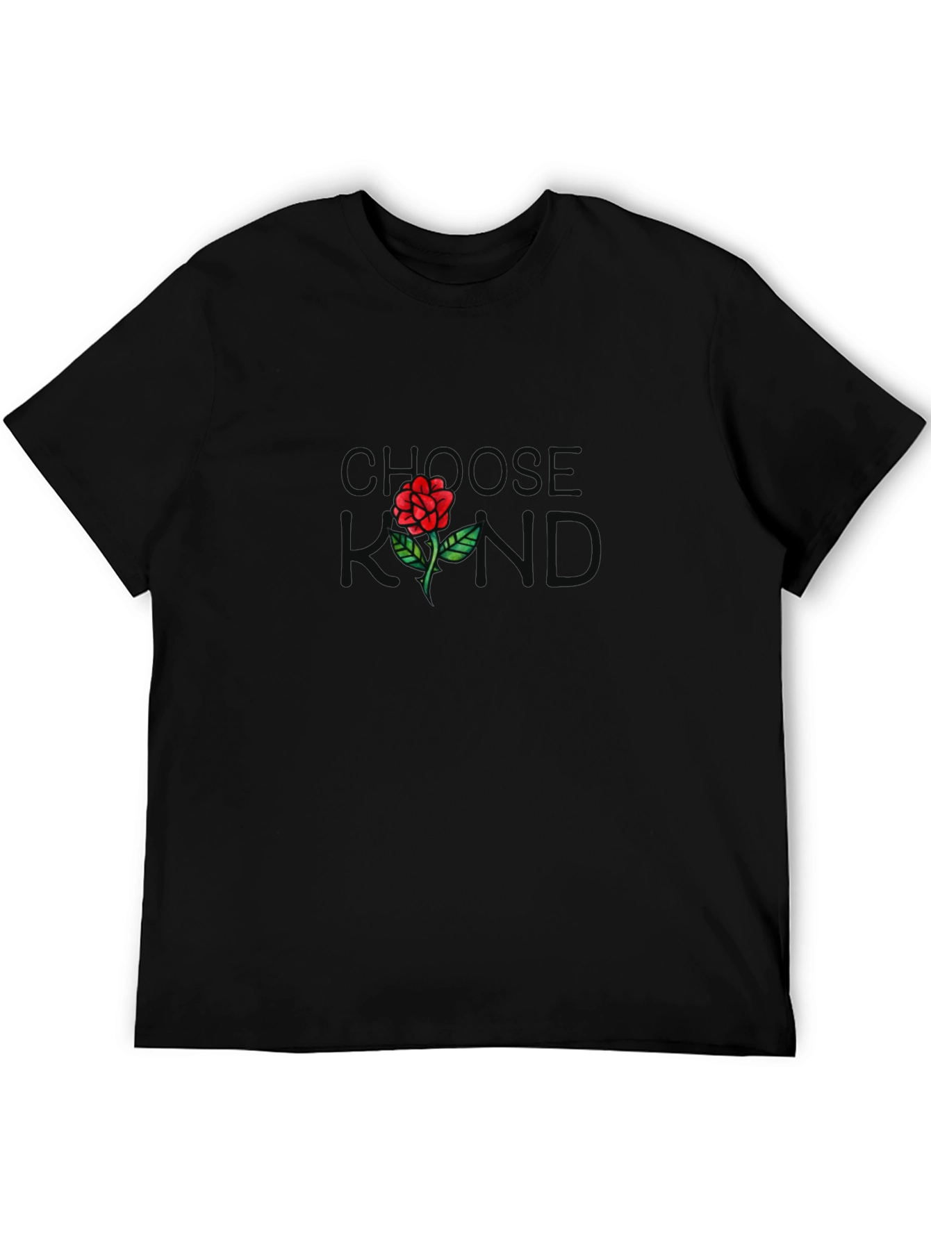Choose Kind Rose Graphic Black T-Shirt