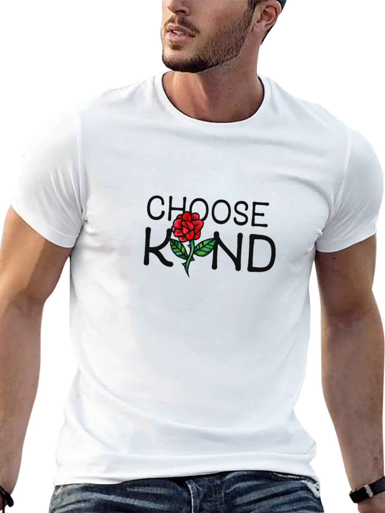 Choose Kind Rose Graphic Black T-Shirt