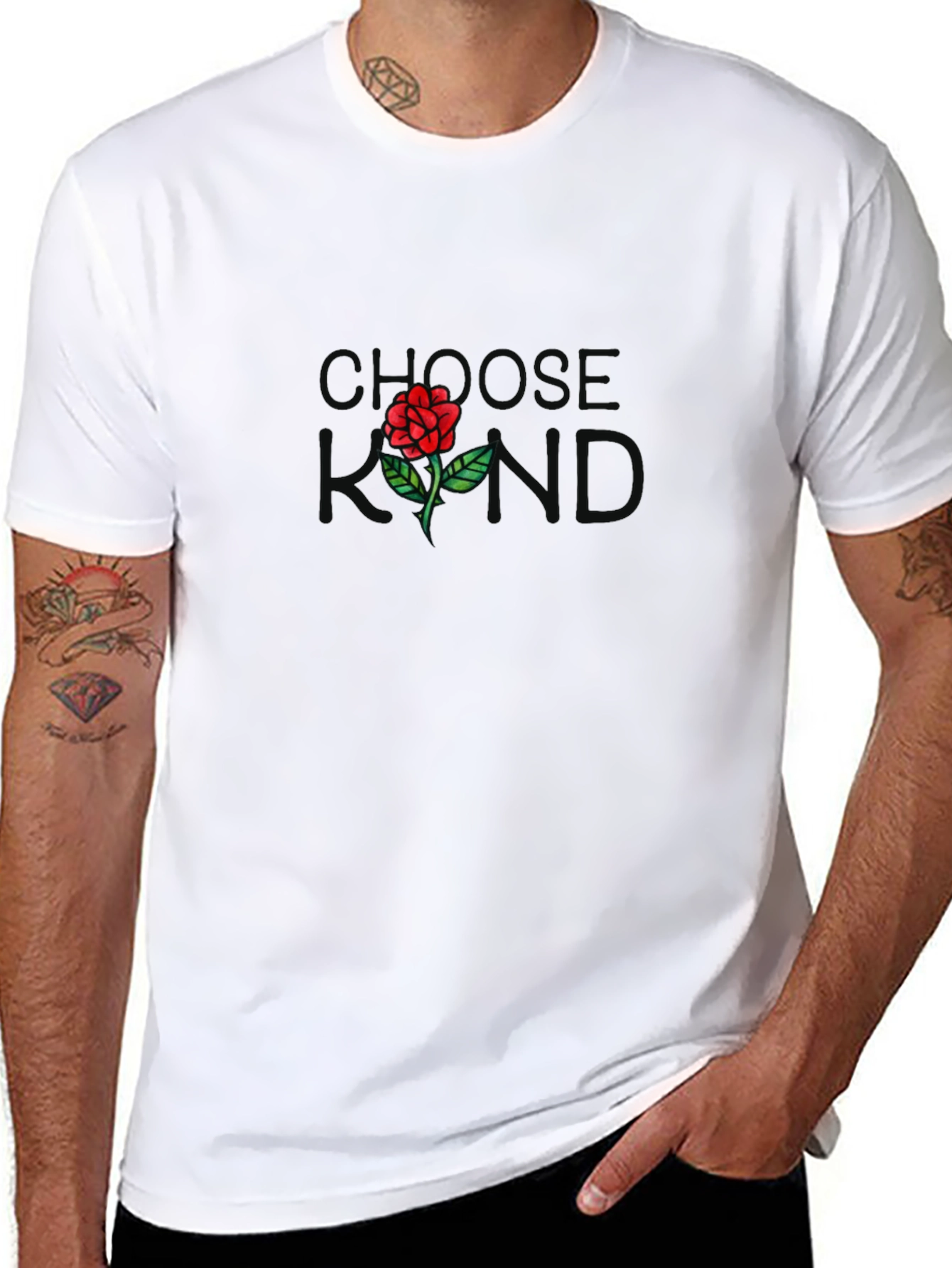 Choose Kind Rose Graphic Black T-Shirt