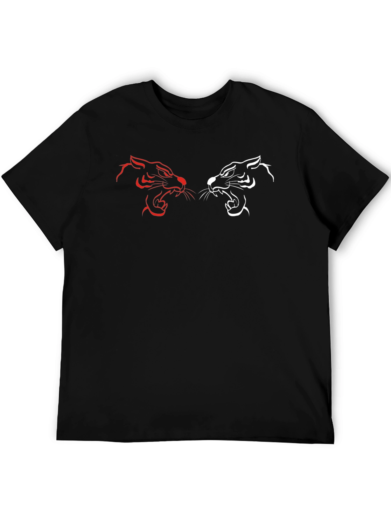 Dual Tiger Graphic Black T-Shirt