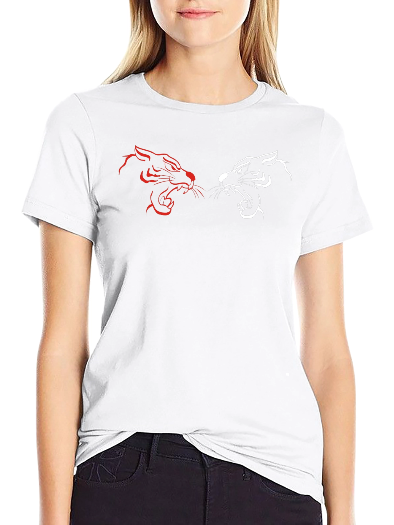 Dual Tiger Graphic Black T-Shirt