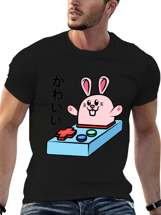 Kawaii Gamer Bunny T-Shirt - Black