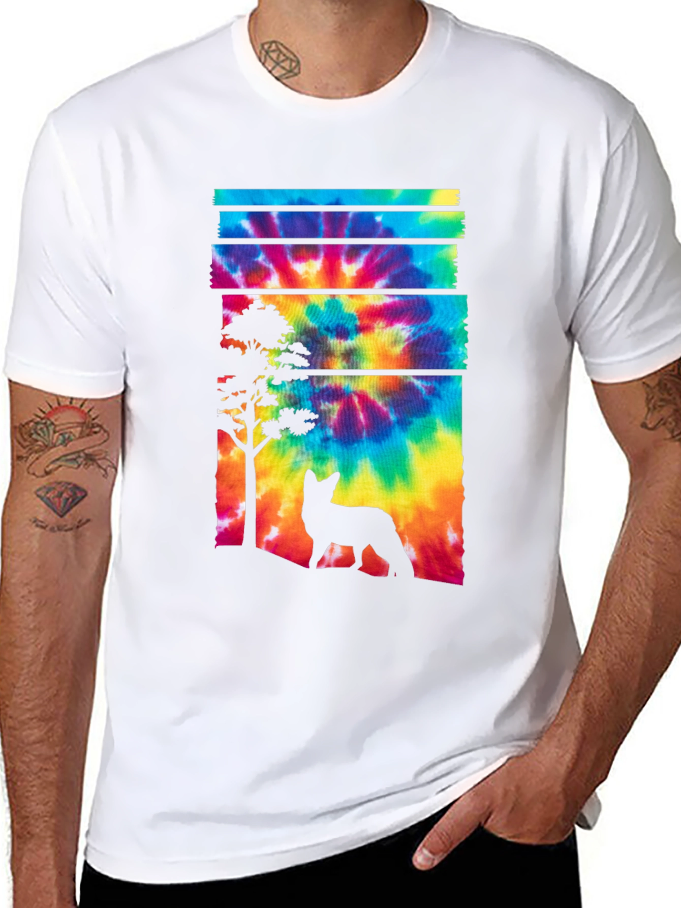 Tie-Dye Fox Silhouette Graphic Tee