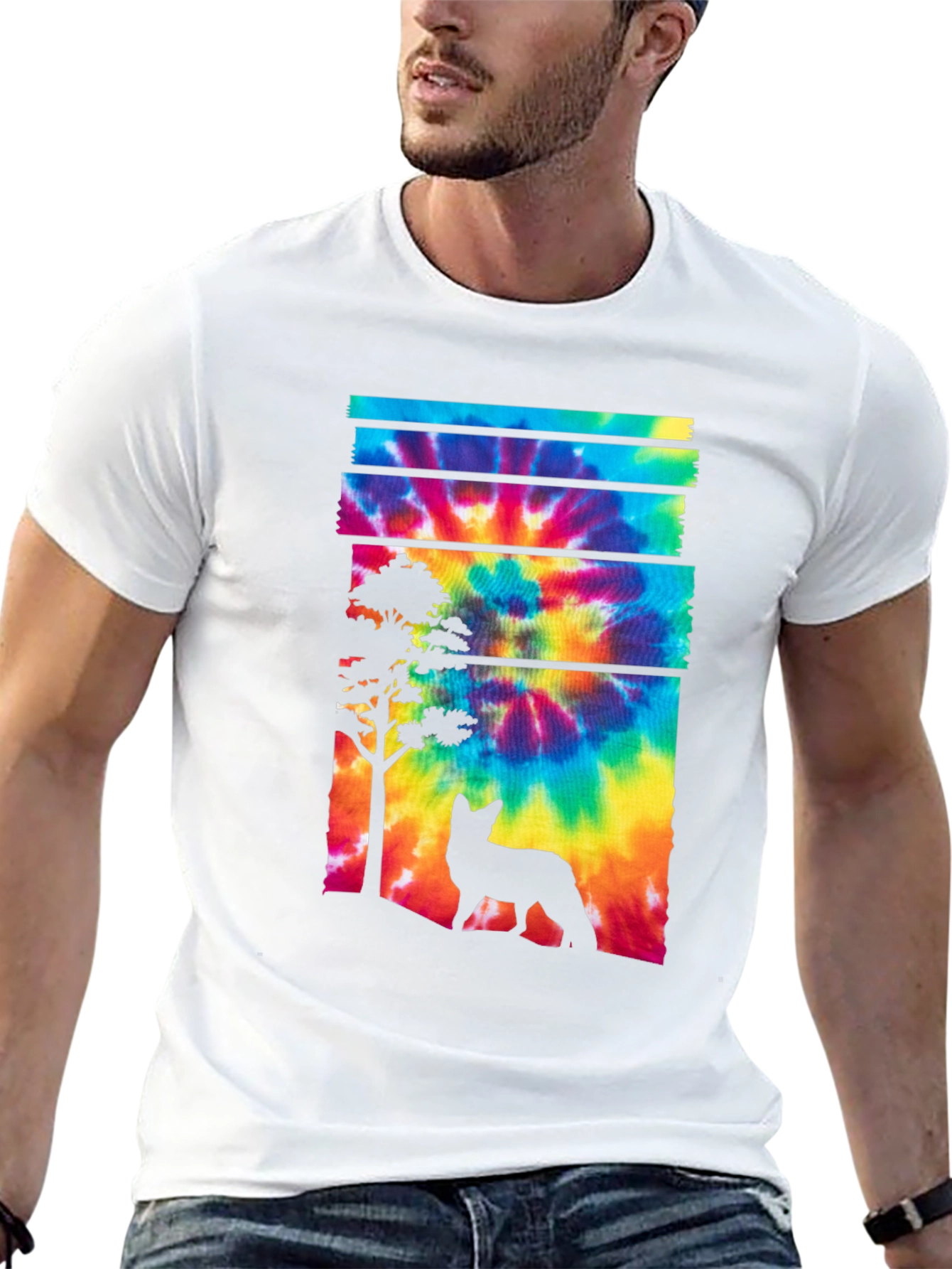 Tie-Dye Fox Silhouette Graphic Tee
