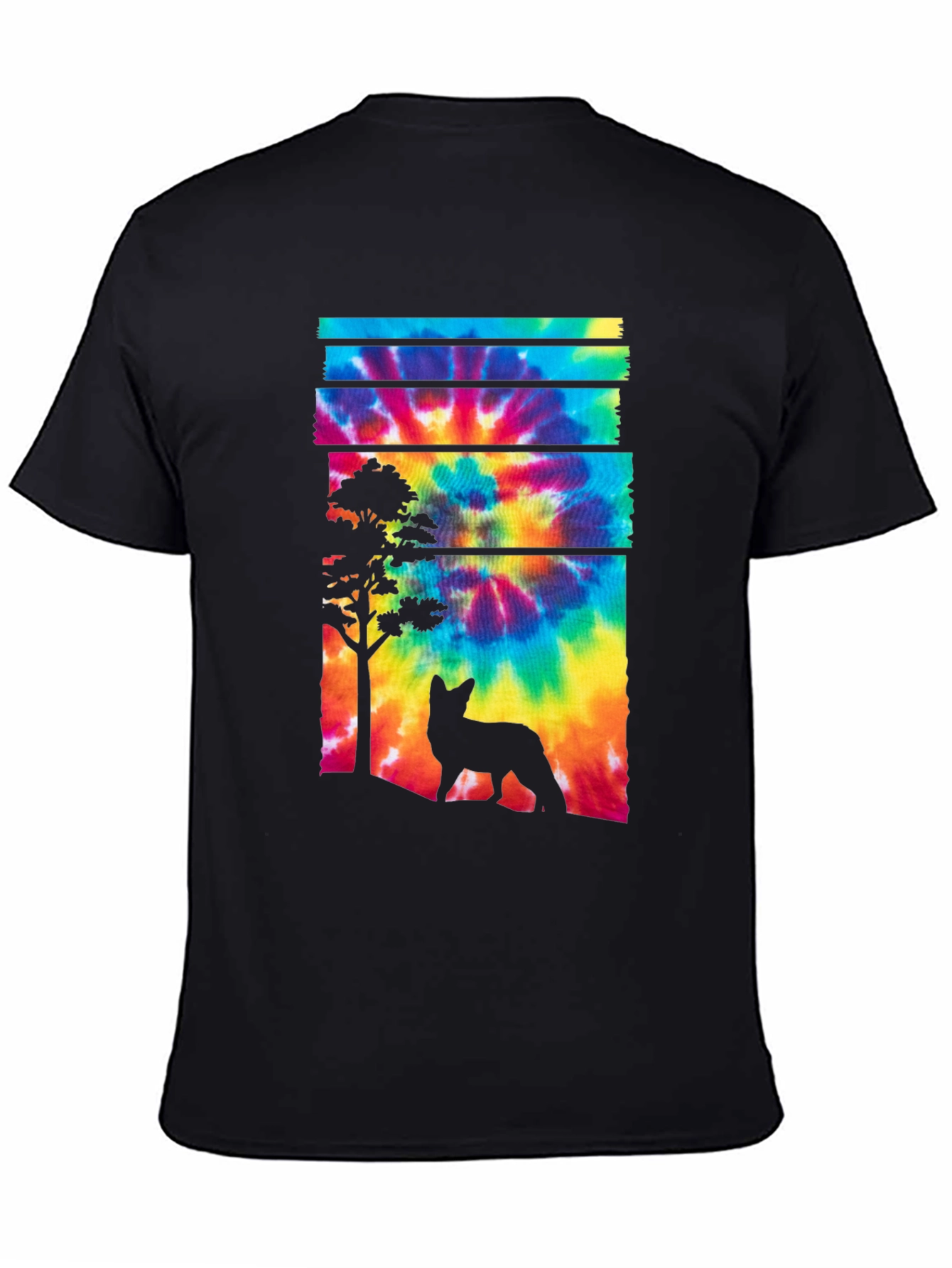 Tie-Dye Fox Silhouette Graphic Tee