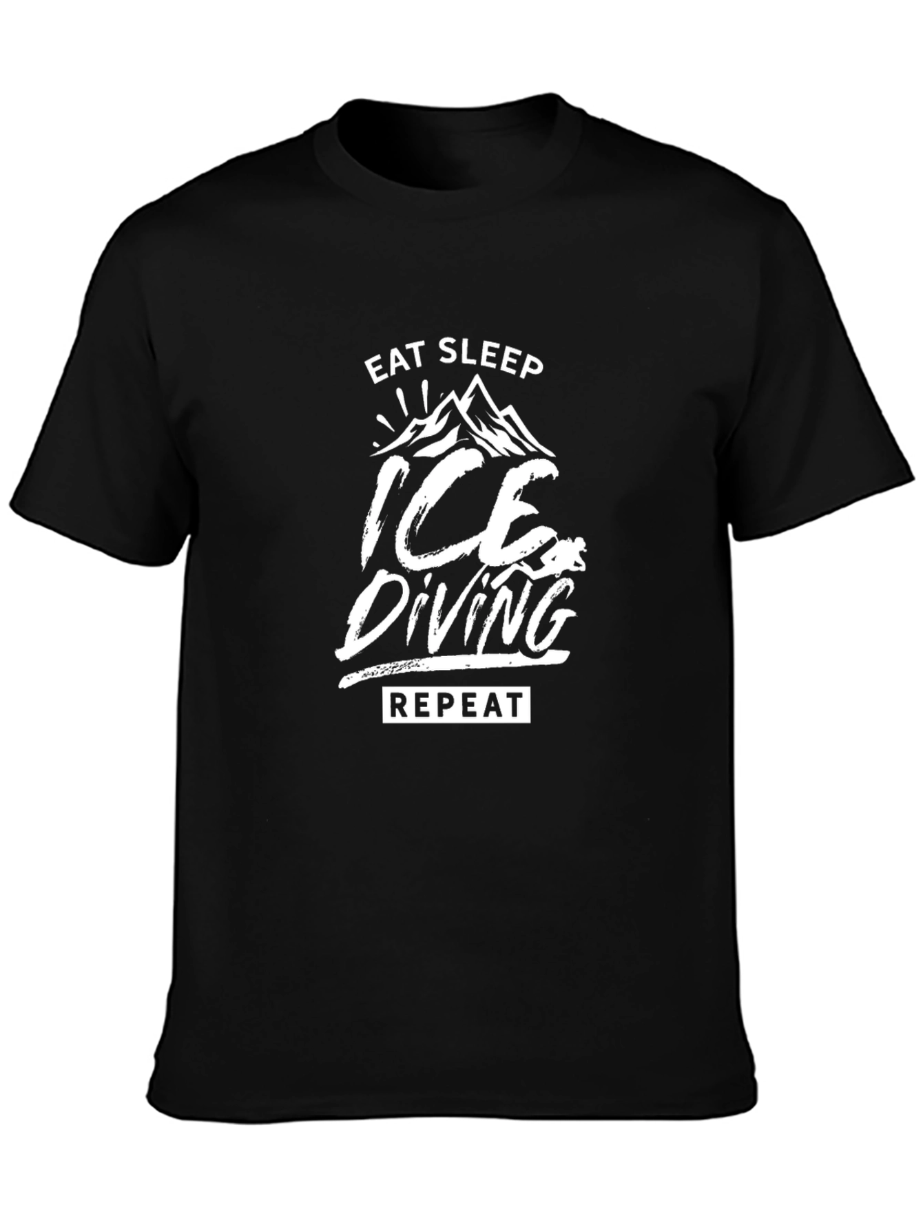 Ice Diving T-Shirt - Eat Sleep Repeat Black Tee
