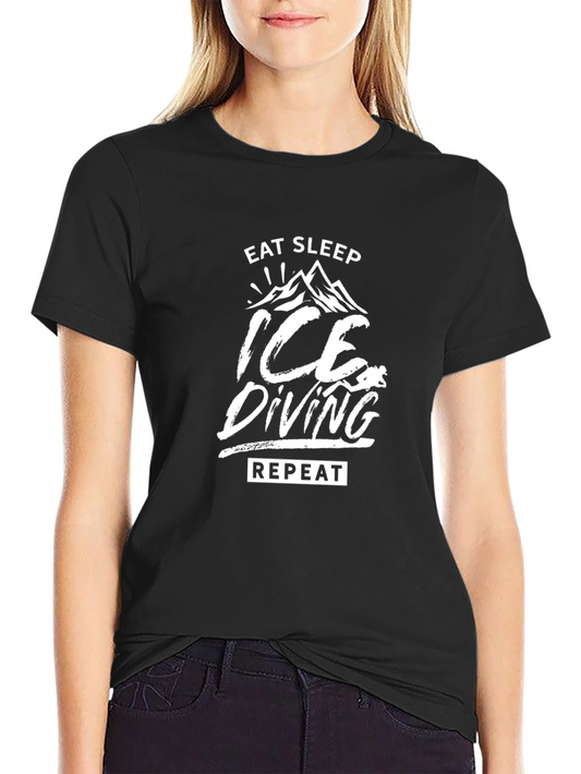 Ice Diving T-Shirt - Eat Sleep Repeat Black Tee