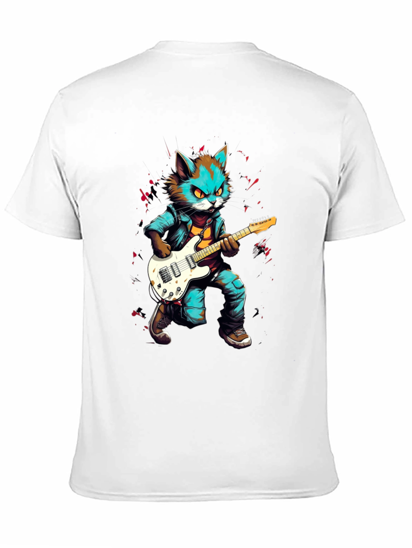 Rockstar Cat Graphic Tee - Cool & Unique Design