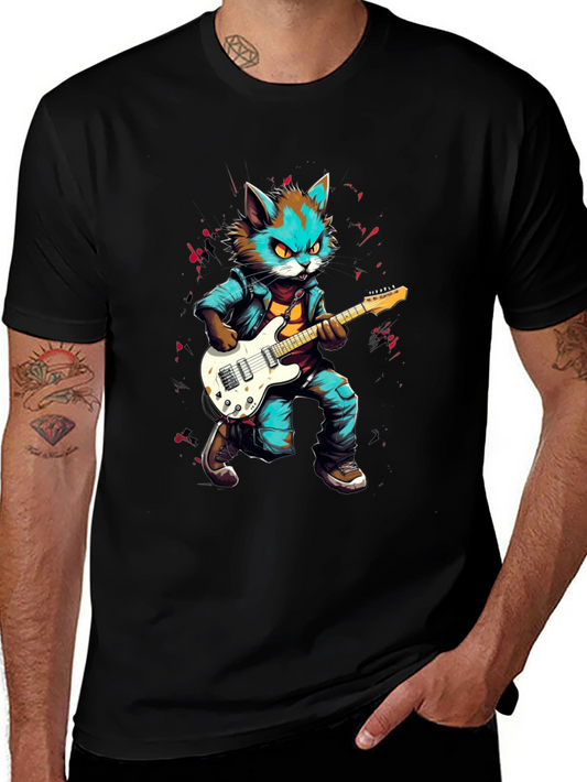Rockstar Cat Graphic Tee - Cool & Unique Design