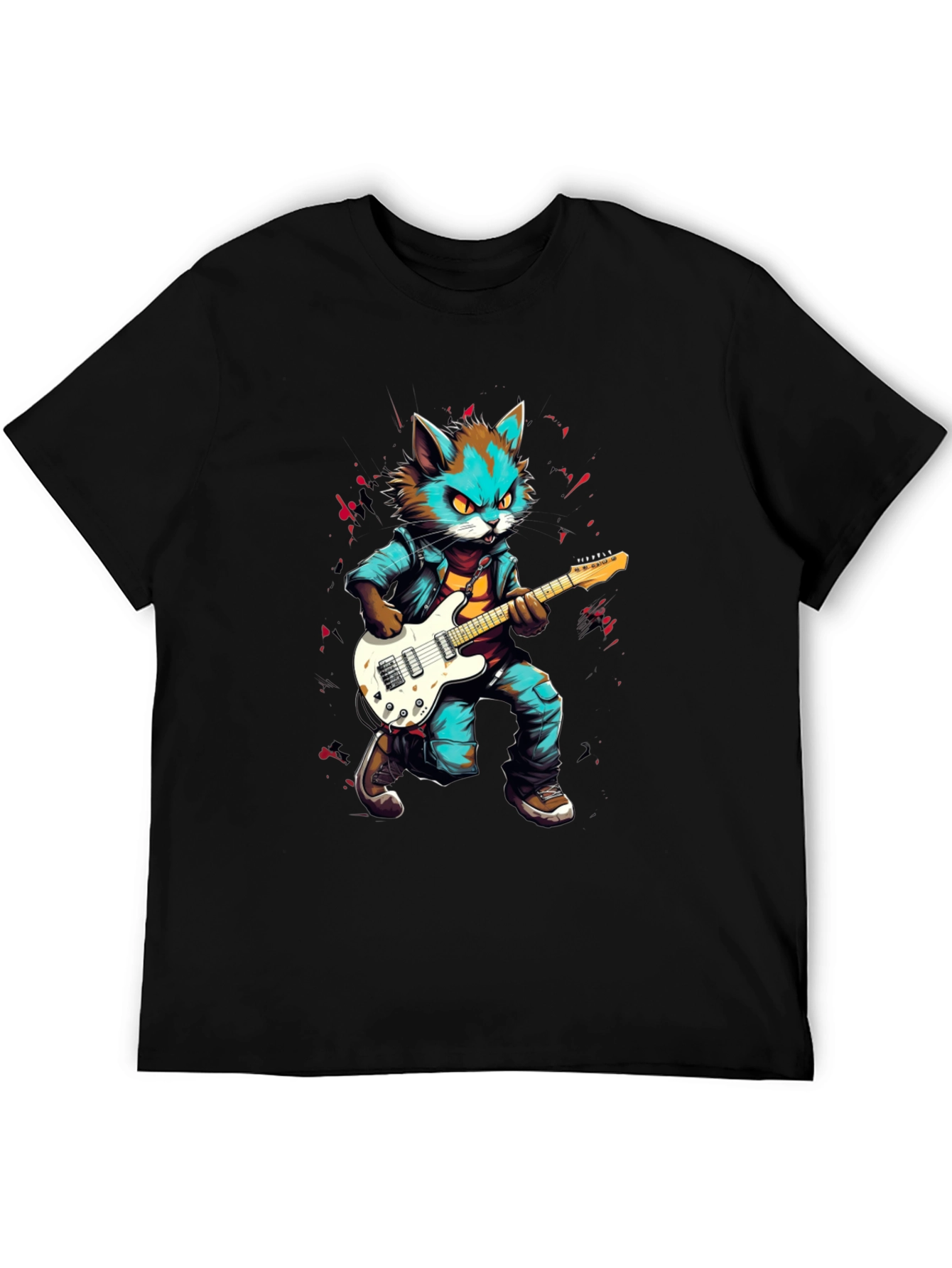 Rockstar Cat Graphic Tee - Cool & Unique Design