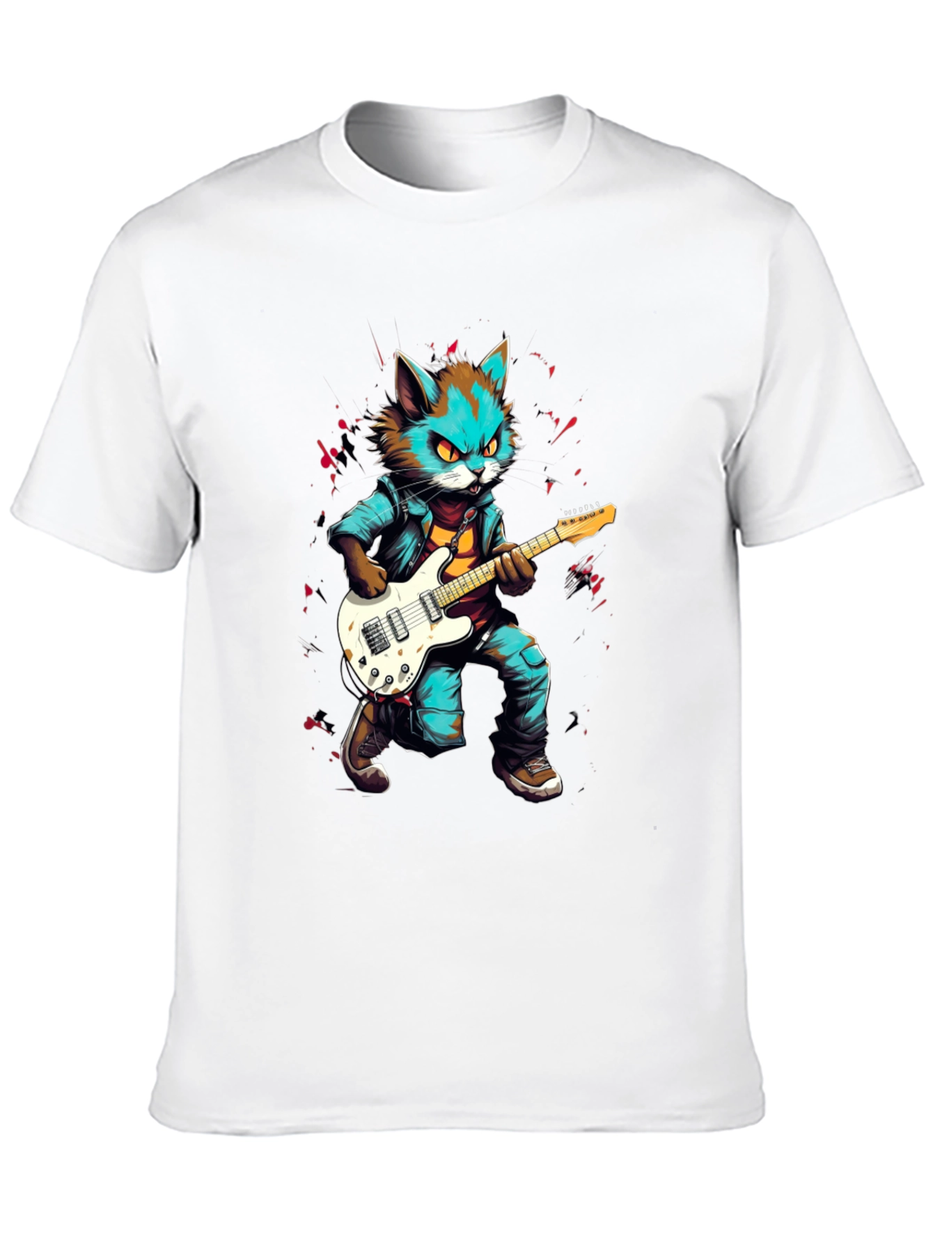 Rockstar Cat Graphic Tee - Cool & Unique Design