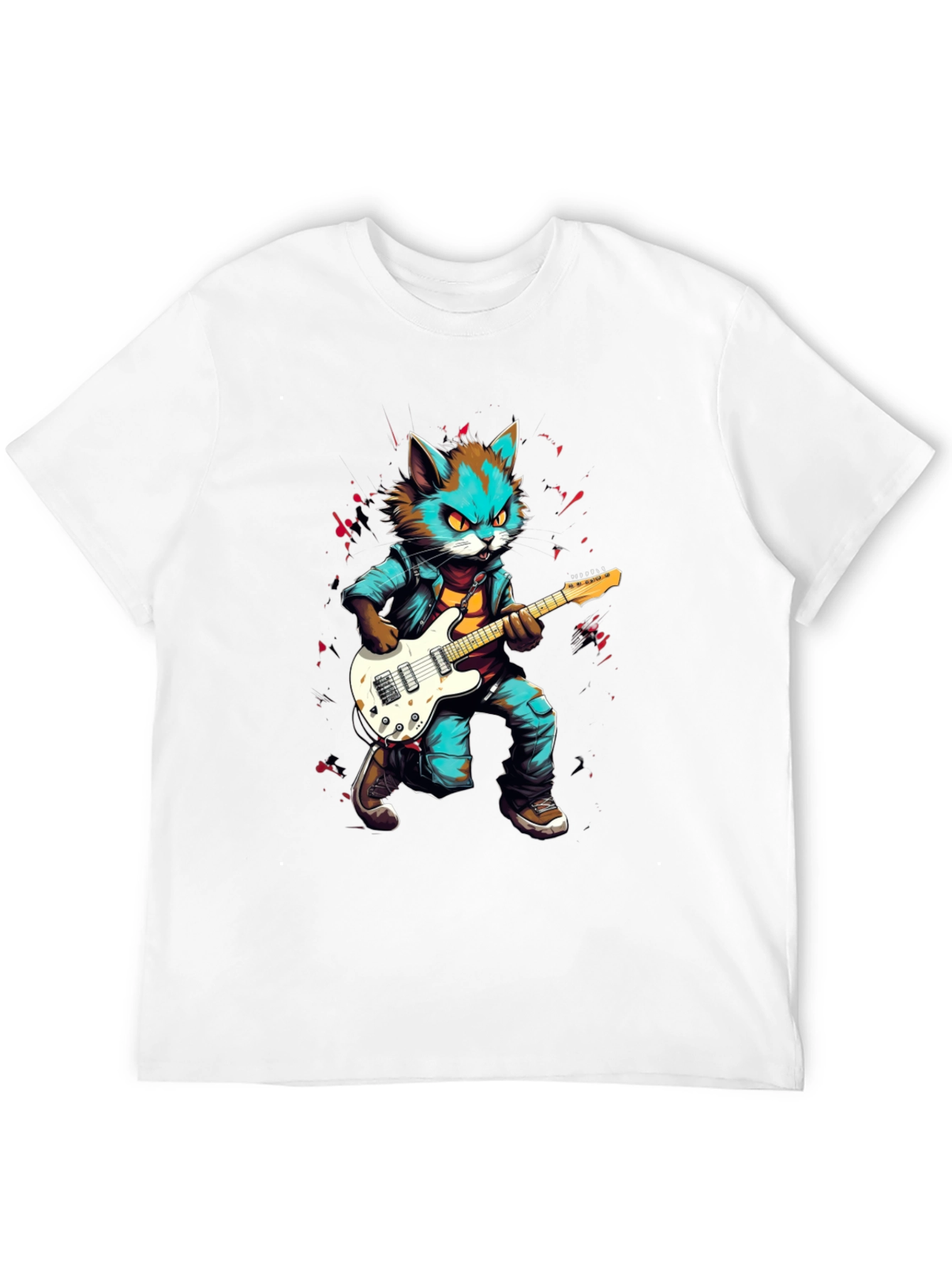 Rockstar Cat Graphic Tee - Cool & Unique Design