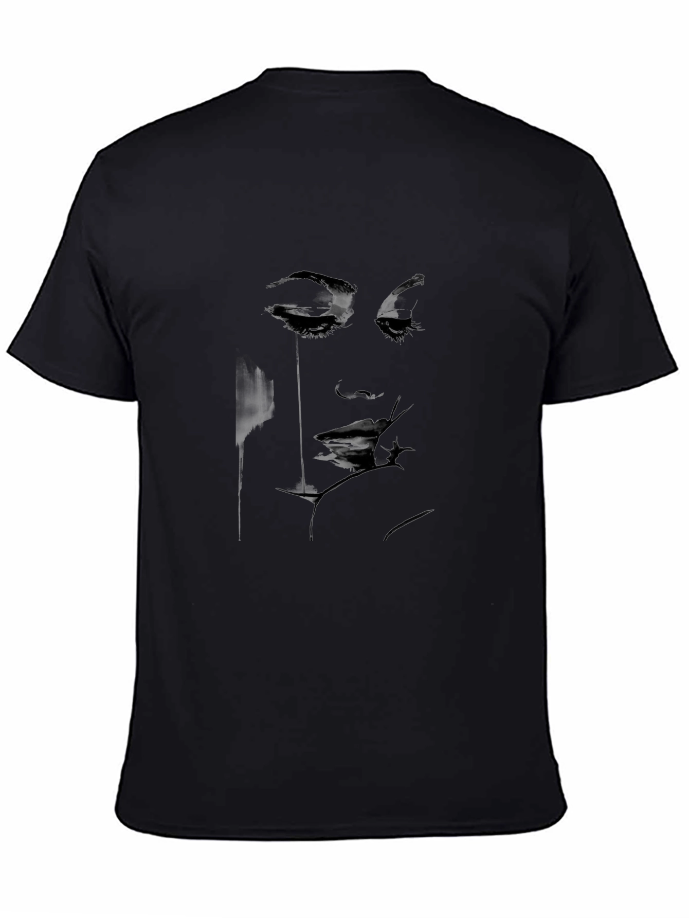 Abstract Face Graphic Black T-Shirt - Modern Artistic Design