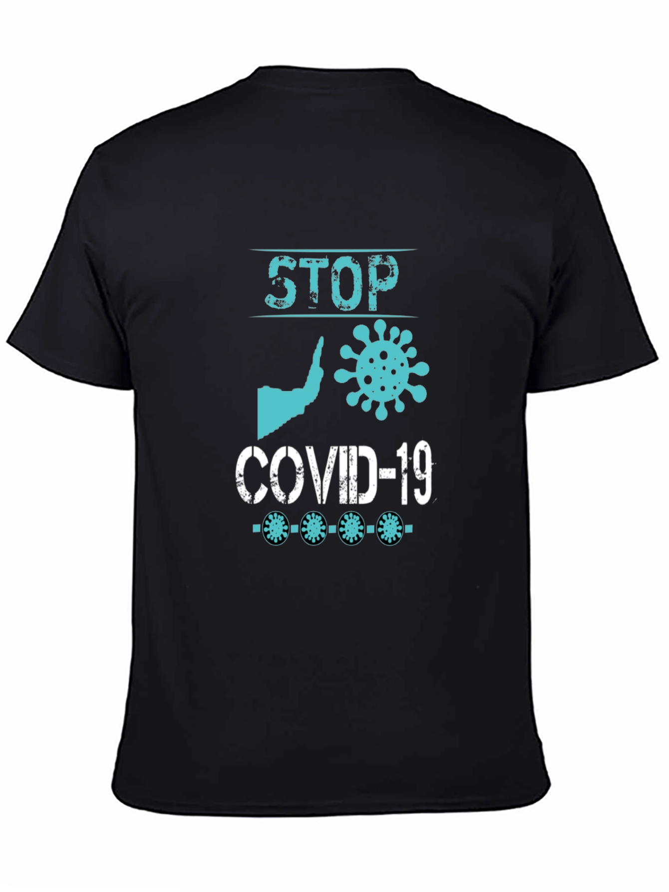 Stop Covid-19 Black Graphic T-Shirt