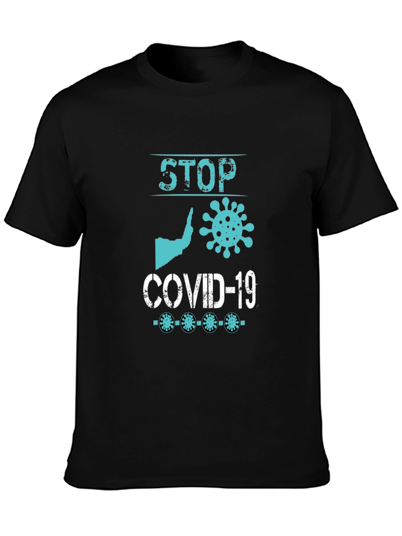 Stop Covid-19 Black Graphic T-Shirt