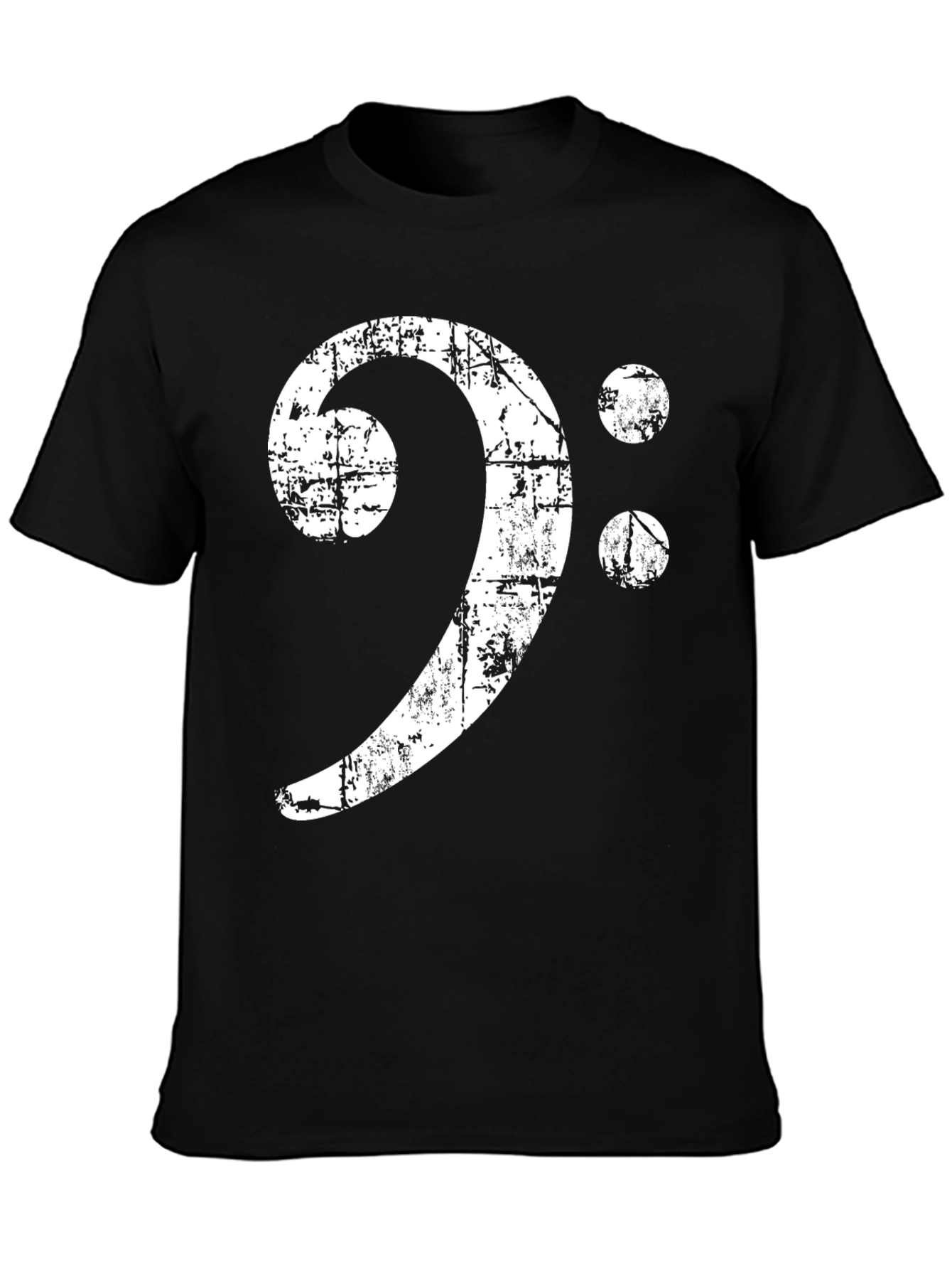 Bass Clef Distressed T-Shirt - Music Lover Tee