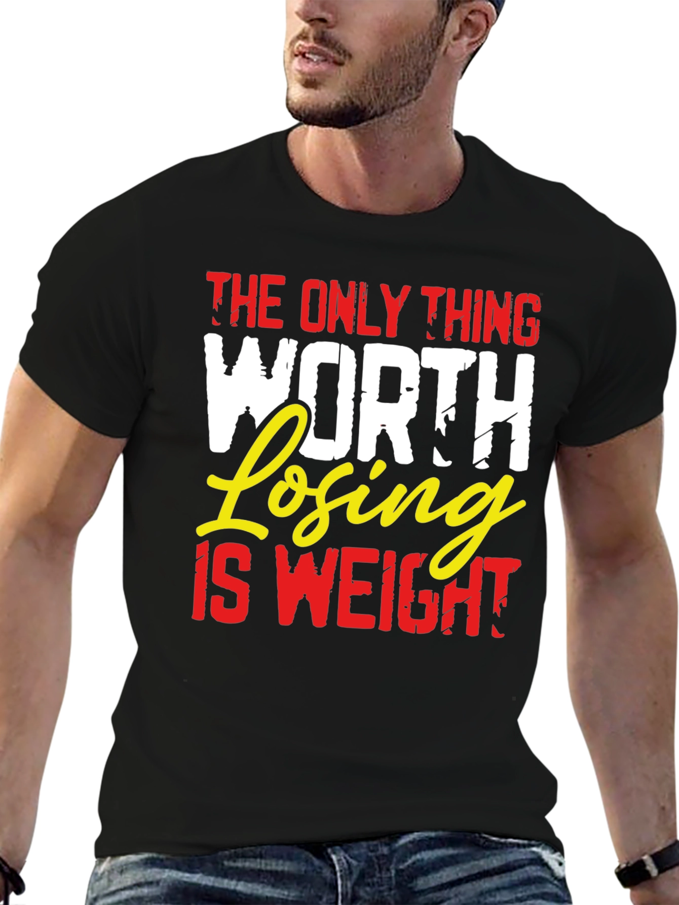 Weight Loss Motivation Black Graphic T-Shirt