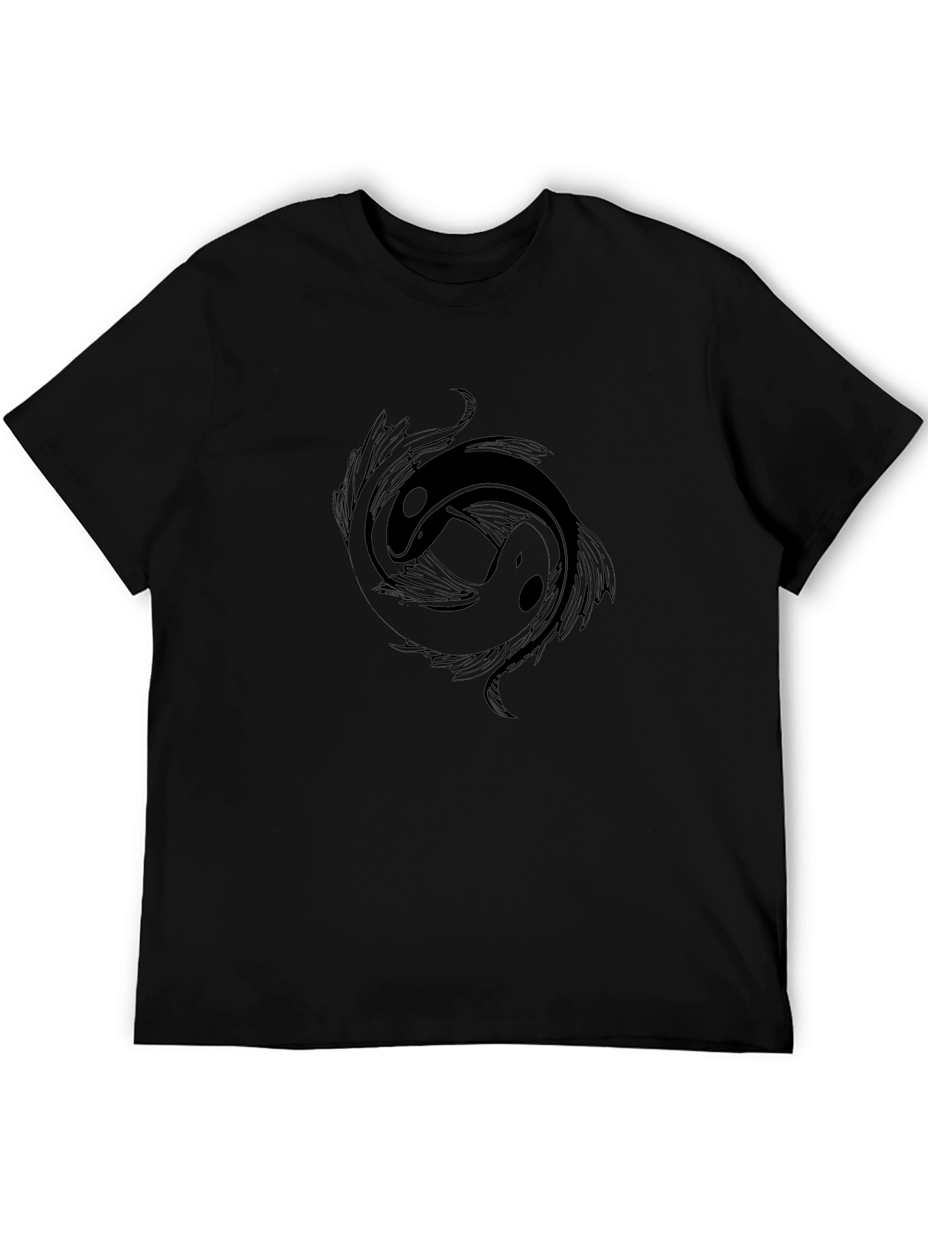 Yin Yang Koi Fish Graphic Tee - Black