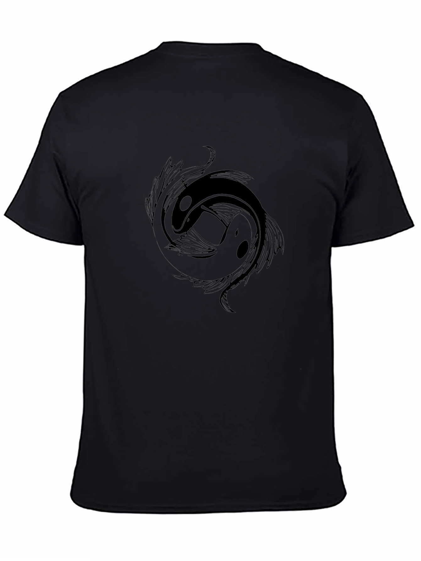 Yin Yang Koi Fish Graphic Tee - Black