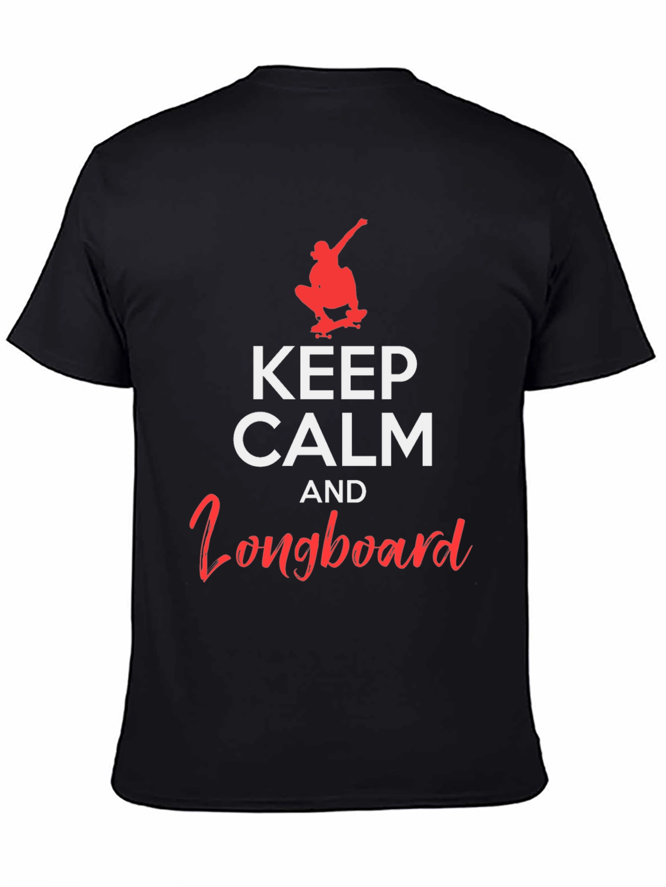 Keep Calm and Longboard Black T-Shirt