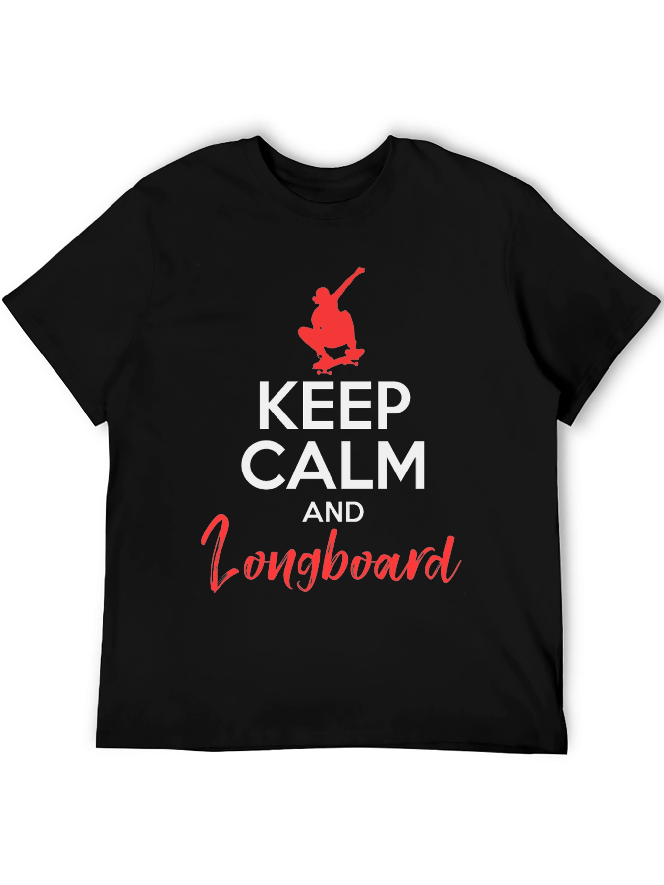 Keep Calm and Longboard Black T-Shirt