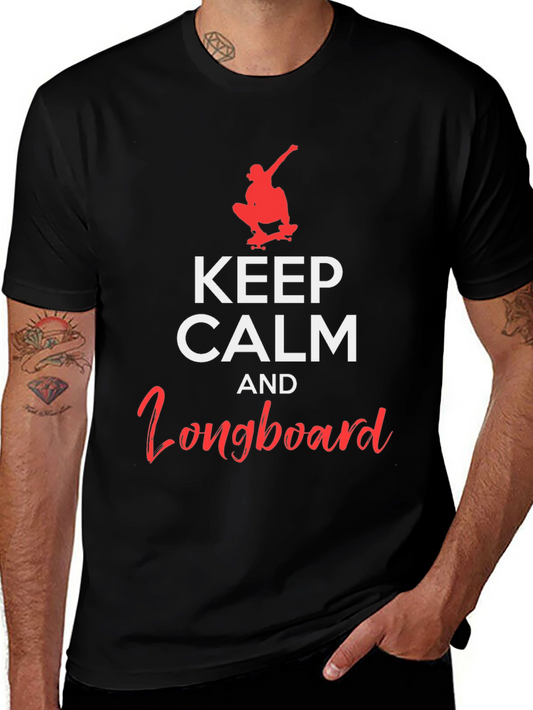 Keep Calm and Longboard Black T-Shirt
