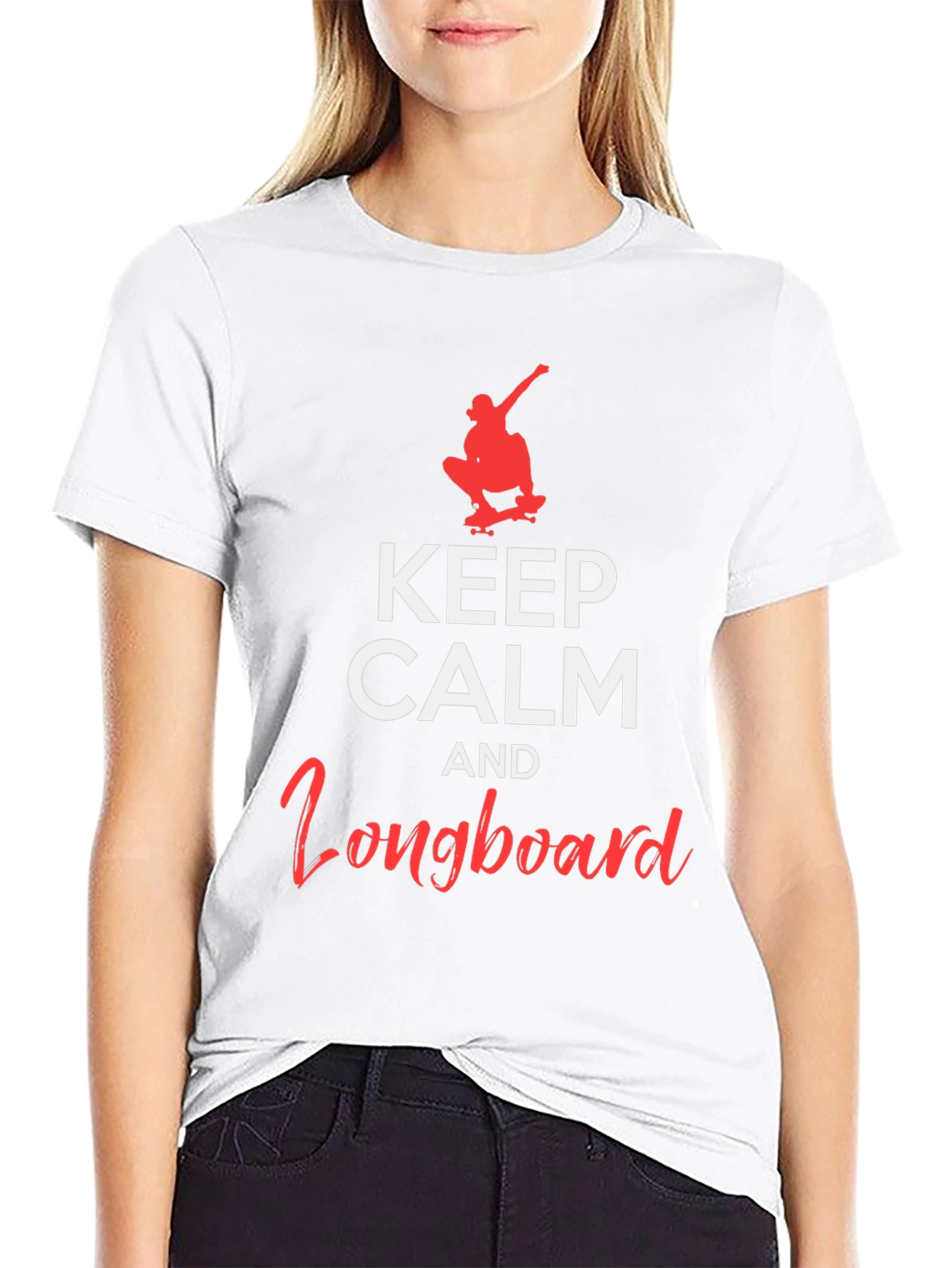 Keep Calm and Longboard Black T-Shirt